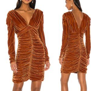 NICHOLAS Gathered Tobacco Velvet Dress